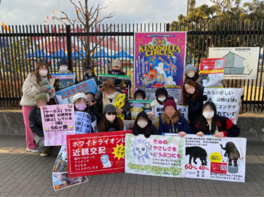 「サーカスに動物を使うのはもうやめて」木下サーカス東京立川公演テント前アクション報告 2023年１月